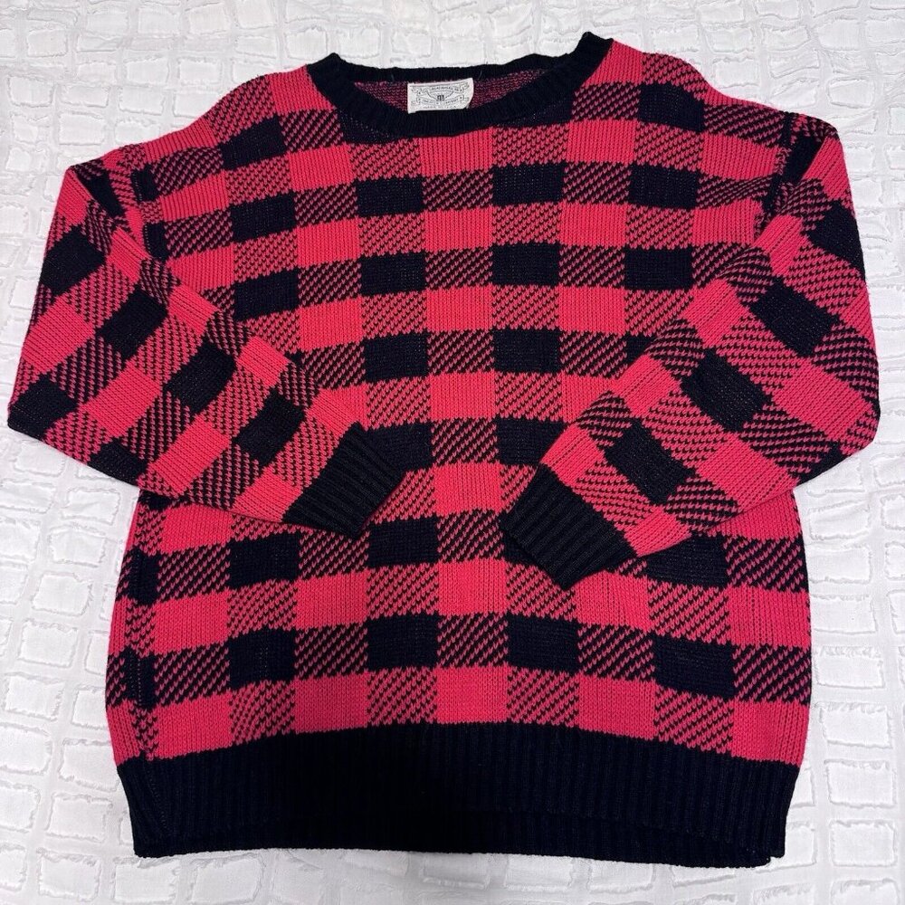 Vintage Christmas Red Plaid  Sweater Size S/M Women’s Great American Sweater Co.
